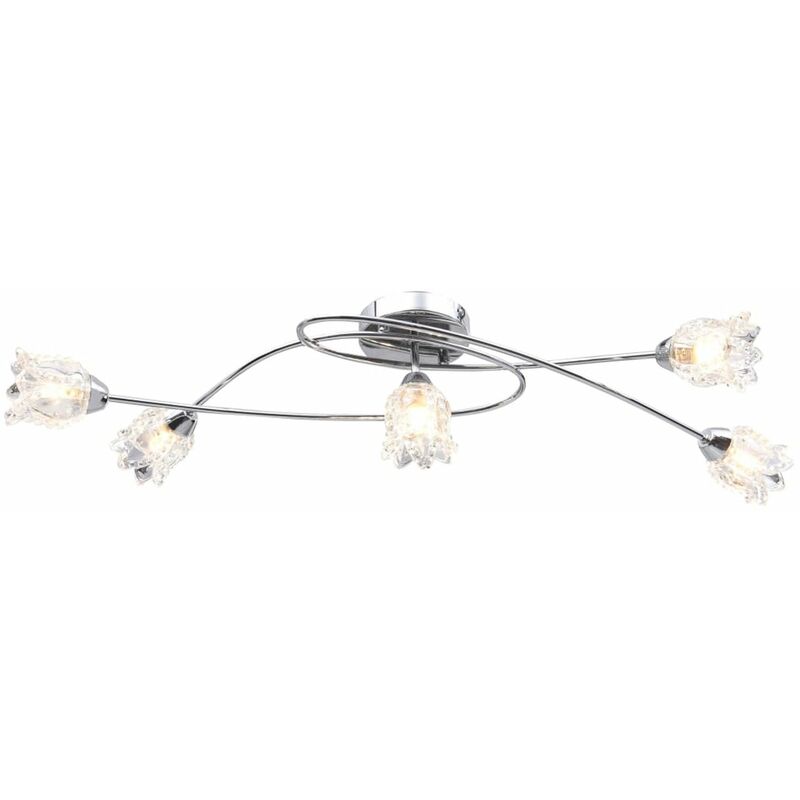 

Lampara de techo pantallas de cristal flores 5 bombillas G9