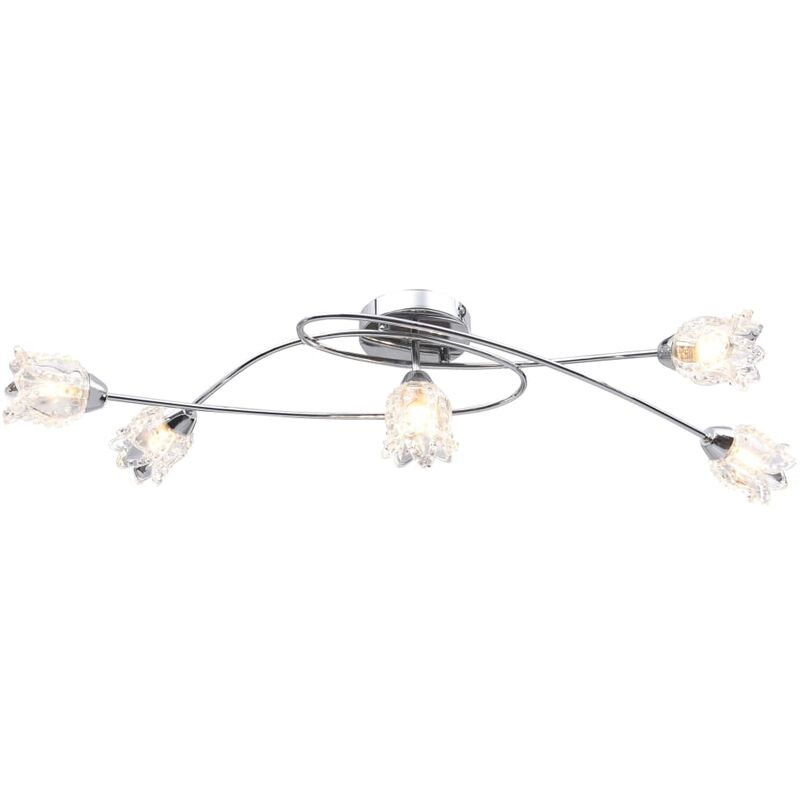

vidaXL Lámpara de techo pantallas de cristal flores 5 bombillas G9 - Blanco