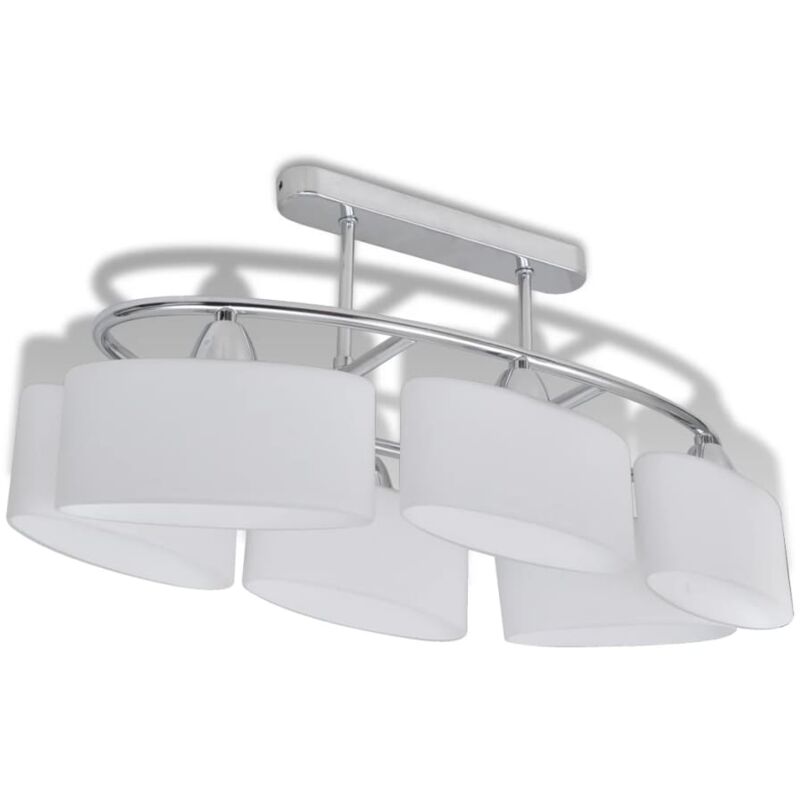 

vidaXL Lámpara de Techo con Pantallas de Vidrio Elipsoide E14 6 Bombillas - Blanco
