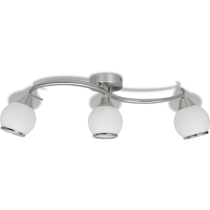 

vidaXL Lámpara de Techo con Pantallas de Cristal y Soporte Curvado 3 Bombillas - Blanco
