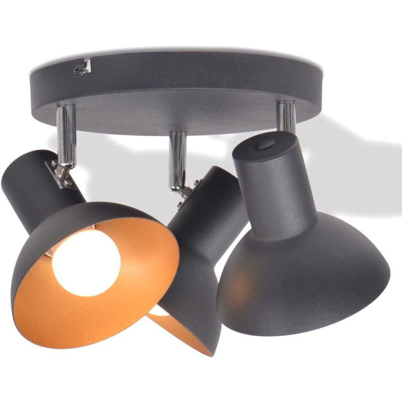 

Lámpara de techo para 3 bombillas E27 negra y dorada