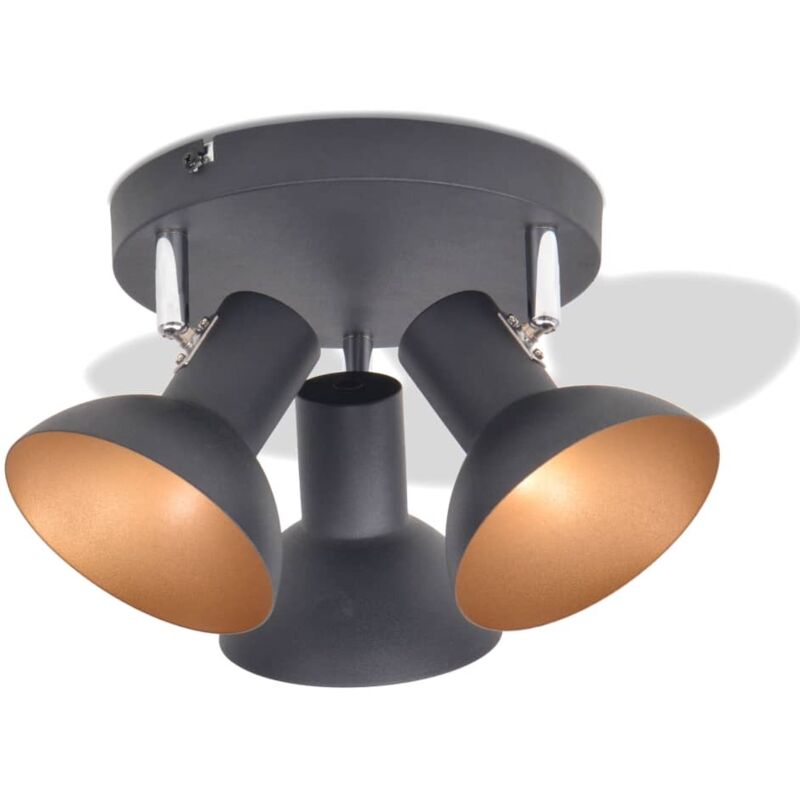

vidaXL Lámpara de techo para 3 bombillas E27 negra y dorada - Multicolor