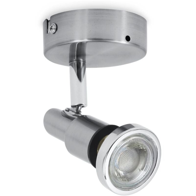 

Lámpara de techo para baño IP44 incl. 1x3W LED, Orientable GU10, Foco para techo y pared, Luz blanco cálido 3000K, Spotlight