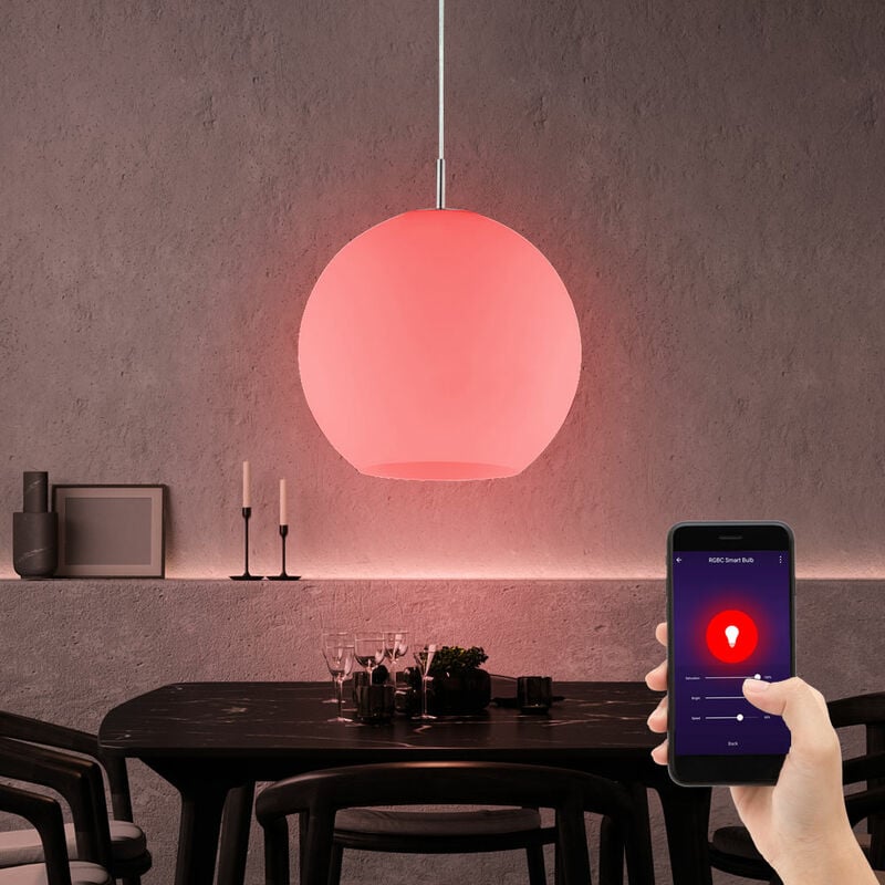 

Lámpara colgante de bola de lámpara de techo Smart Home regulable Alexa Google en un juego que incluye bombillas LED RGB