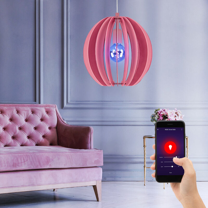 

Lámpara colgante de techo Smart Home, rosa, Alexa, aplicación de Google, luz para niños en un juego que incluye bombillas LED RGB