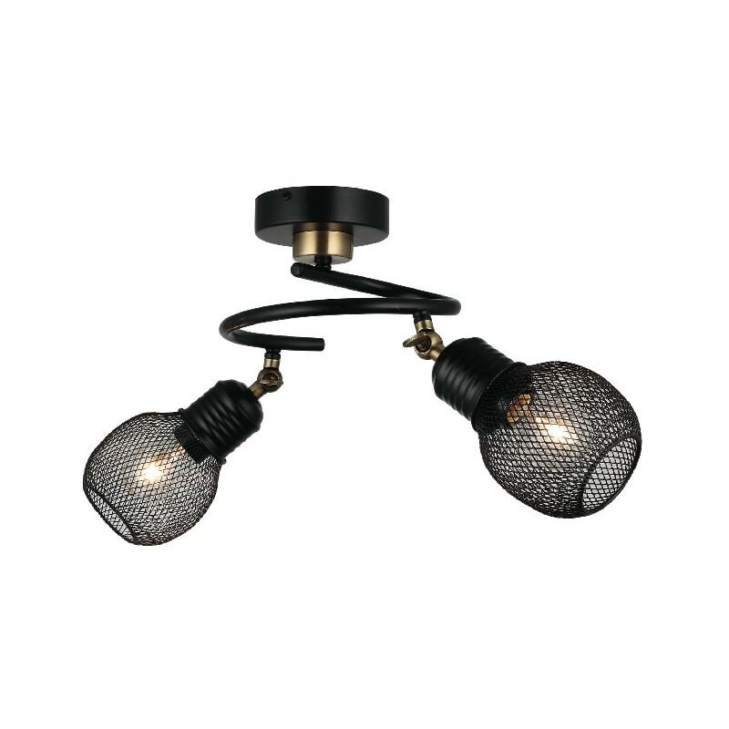 

Lampara de Techo Pende - Luz de techo - de la pared - Oro, Negro en Metal, 32 x 19 x 34 cm, 2 x E27, Max 40W