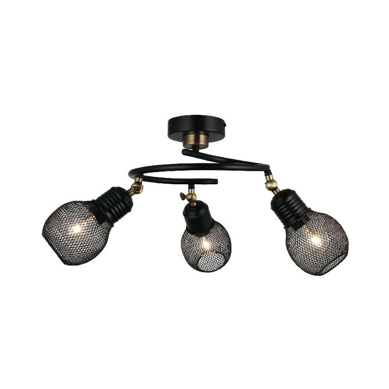 

Lampara de Techo Pende - Luz de techo - de la pared - Oro, Negro en Metal, 36 x 36 x 34 cm, 3 x E27, Max 40W