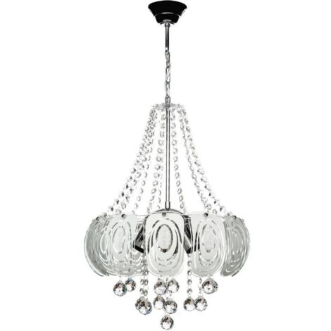 Lámpara de techo plateada Yon MDL3973 decorada con vidrio y piedras efecto cristal