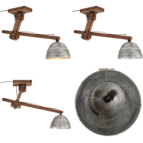 Lámpara de techo plateado vintage 25 W E27 105x30x65-108 cm - Estilo industrial - Hierro vintage
