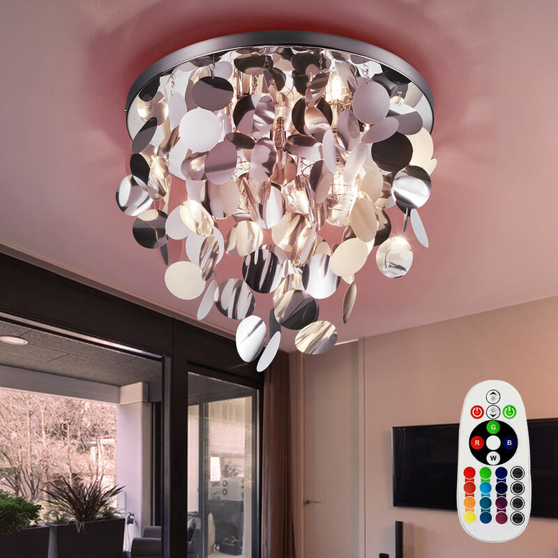

Lámpara de techo dormitorio regulable CONTROL REMOTO Cortina de luz en un juego que incluye lámparas LED RGB