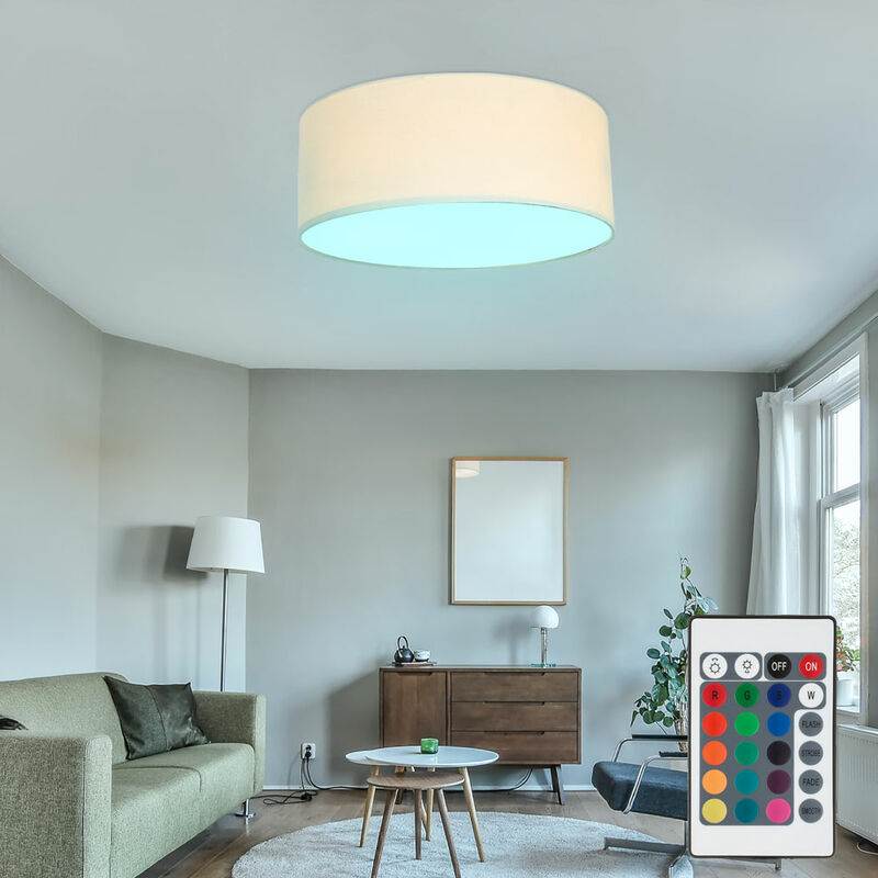 

Lámpara de techo lámpara textil de salón regulable beige CONTROL REMOTO en un set que incluye bombillas LED RGB