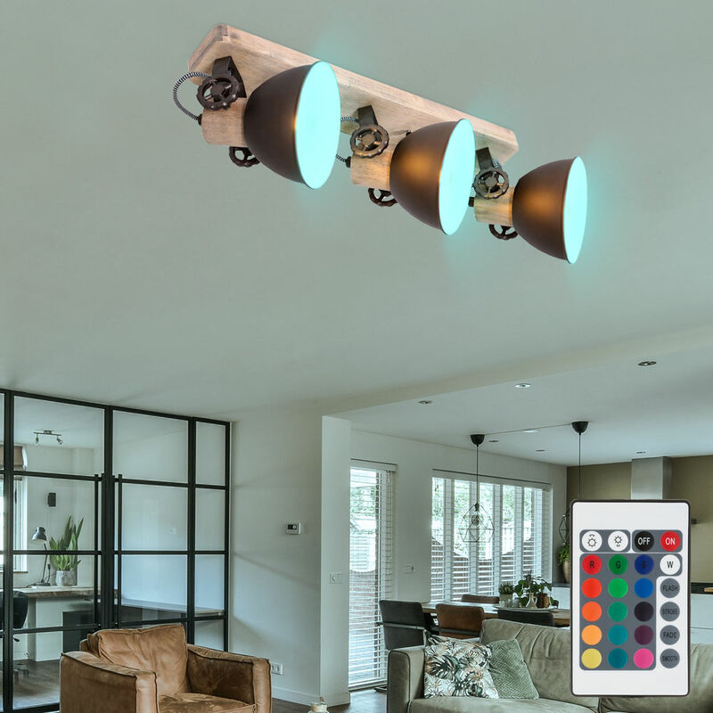 

Lámpara de techo retro, lámpara de control remoto regulable, giratoria en un juego que incluye lámparas LED RGB