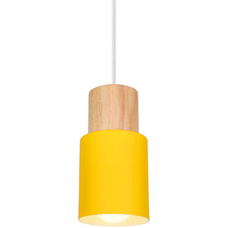 

Lámpara de Techo Retro Luz Colgante Moderna Colgante de Luz Minimalista Luz de Techo de Madera Lámpara Colgante Vintage-Amarillo