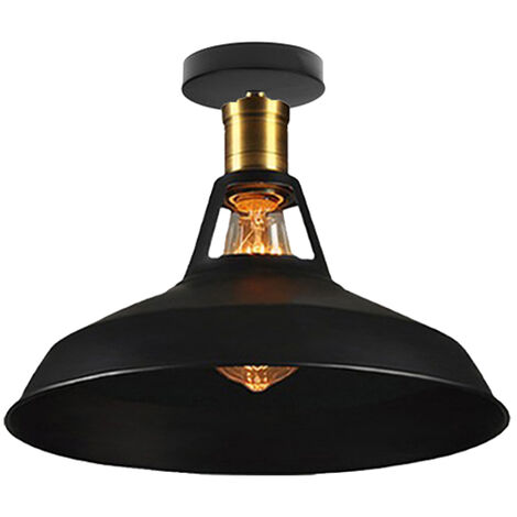 Lámpara de techo rústica iluminación industrial colgante de metal lámpara de techo de granja para pasillo escalera vestíbulo cocina porche entrada, E27, Negro, 1 Pieza