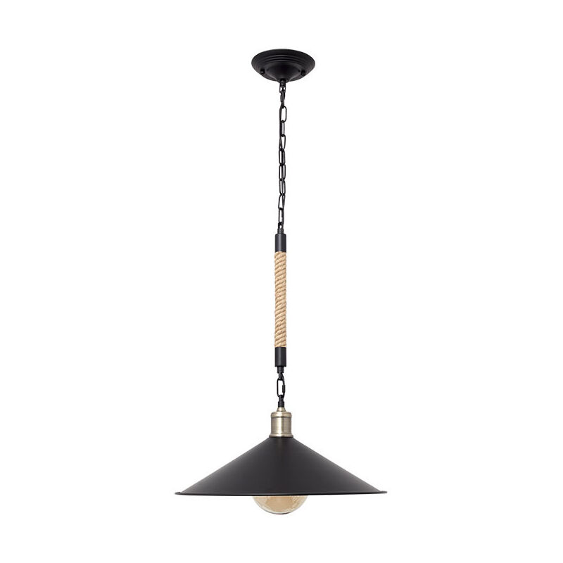 Fabrilamp - Colgante soga 1xE27 Al.Reg.xD.43cm Cuerda Negro