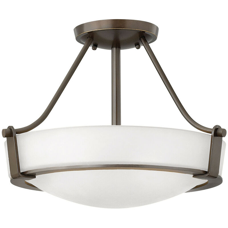 

Hathaway - Lámpara de techo semiempotrada pequeña de 3 luces de bronce, E27 - Elstead
