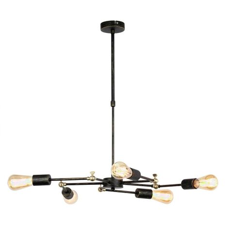 Lámpara de techo telescópica “Atomic New” de cinco luces (5xE27) (60W 220/240V) IP20 fabricada en metal color negro