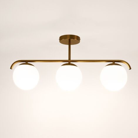 Lámpara De Techo Triple Bolas Cristal "TALÍ" - 3xE27 - Dorado