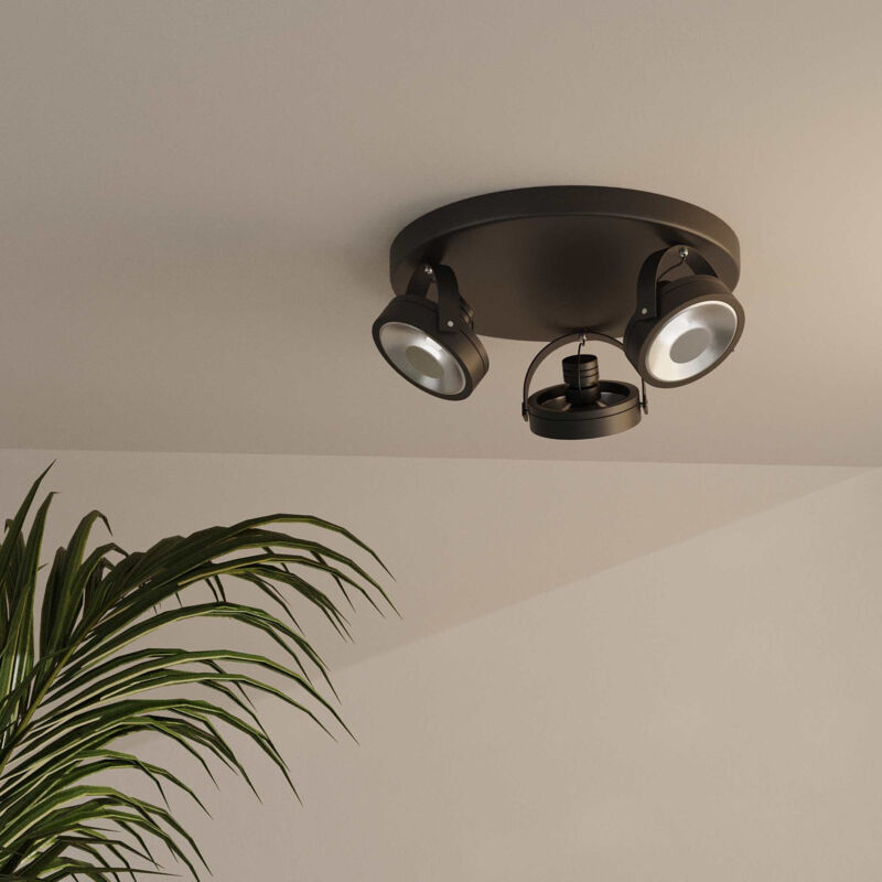 

Barcelona Led - Lámpara de techo triple 'IRIS 3' bombillas AR111 GU10 | Negro