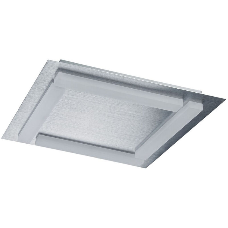 Plafón cuadrado 4 luces 20W LED 3000K, 1800lm, aluminio satinado/acrílico esmerilado, 3 años de garantía