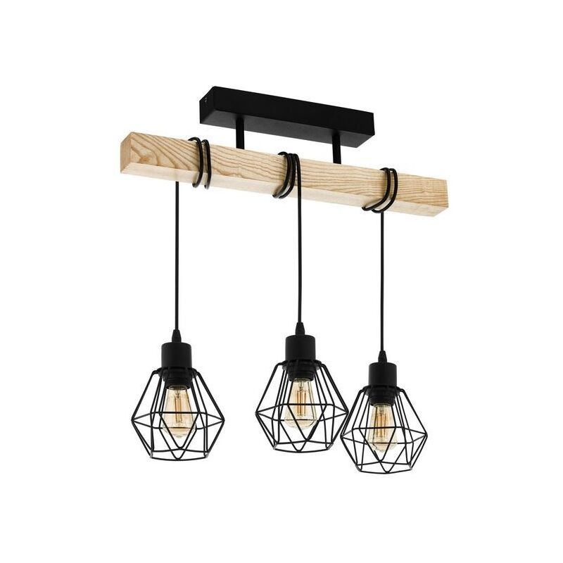 

Lámpara de techo vintage Eglo de metal y soporte de madera 220-240 V IP20 | hierro