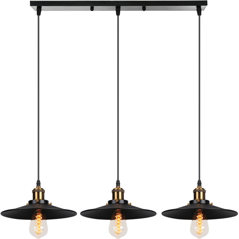 

Lámpara de Techo Vintage Lámparas de Colgar Industrial Negro Ø22CM Lámparas de Colgar Antigua Retro Colgante de Luz de 3 Luces para Cafetería Bar
