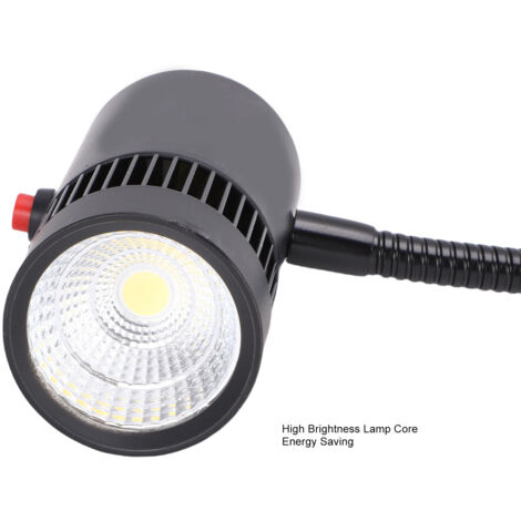Lámpara de trabajo LED magnética de aluminio flexible de 7 W, luz blanca fría, con cuello flexible y base magnética para máquina de coser, parrilla, escritorio, enchufe europeo.