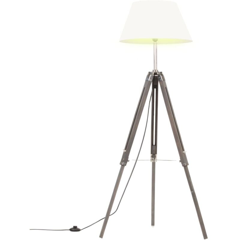 

Lámpara de trípode madera maciza de teca gris y blanca 141 cm - Gris - Vidaxl