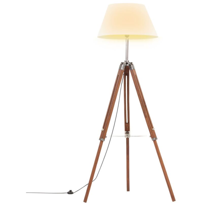 

Lámpara de trípode madera maciza de teca marrón y blanco 141 cm - Marrón - Vidaxl