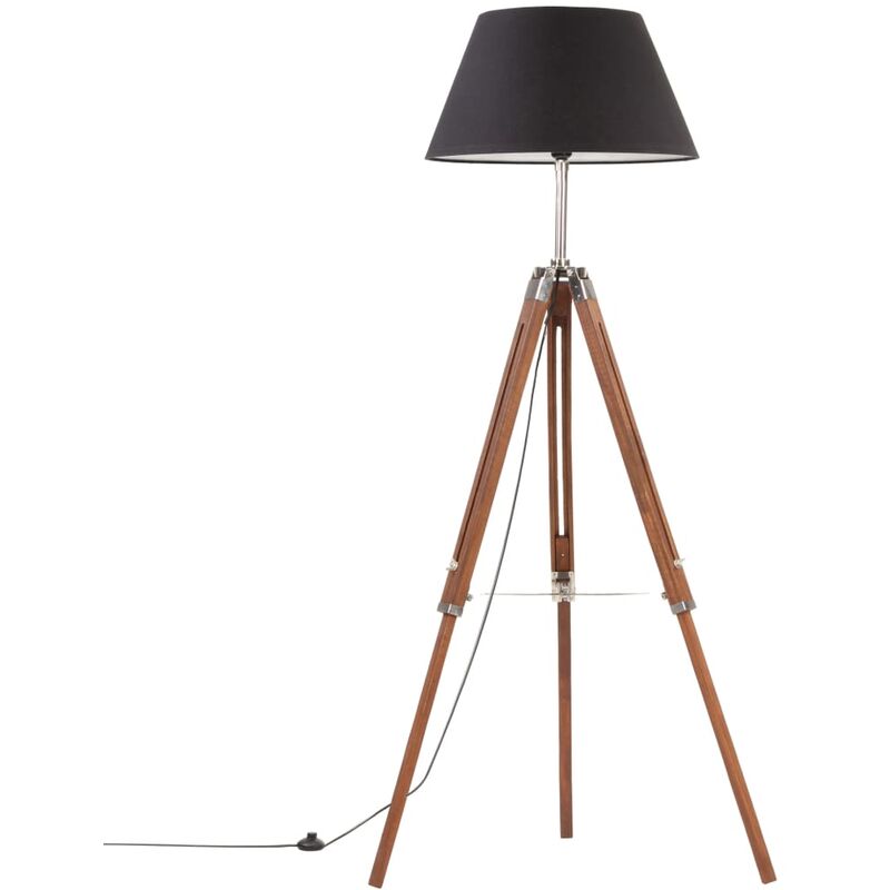 

Lámpara de trípode madera maciza de teca marrón y negro 141 cm