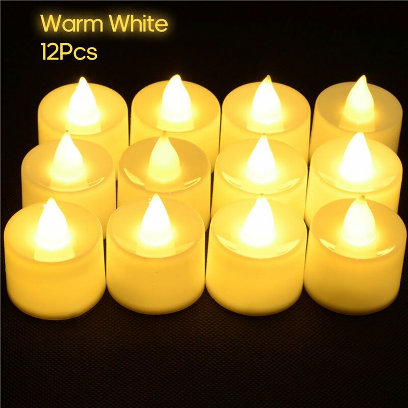 

Lampara de vela llevada electrica 6 / 12Pcs, Velas Tealight sin llama,Blanco calido, 12 piezas