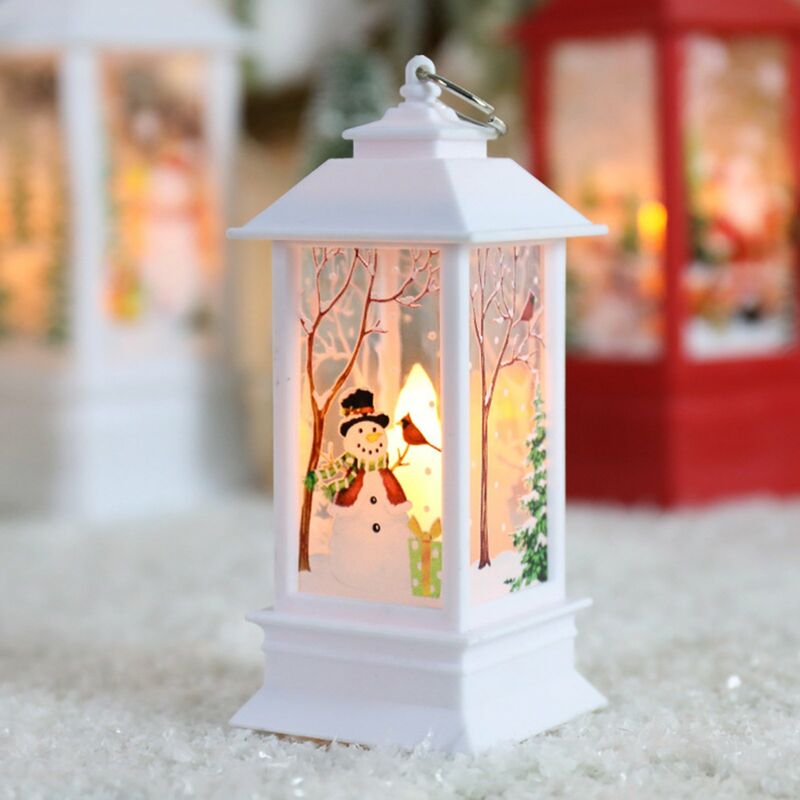 

Lampara de viento retro Patron de impresion navidena Luz de noche para el hogar Decoracion de escritorio navidena,Gran muneco de nieve blanco