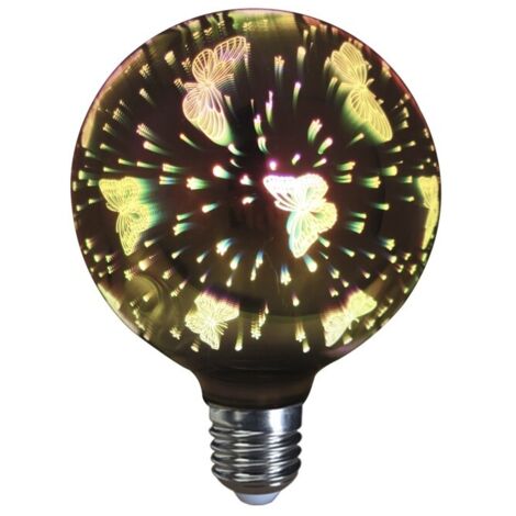 LAMPARA DECORATIVA 3D FILAMENTO LED GLOBO EFECTO MARIPOSA E27 4W 320º 230V