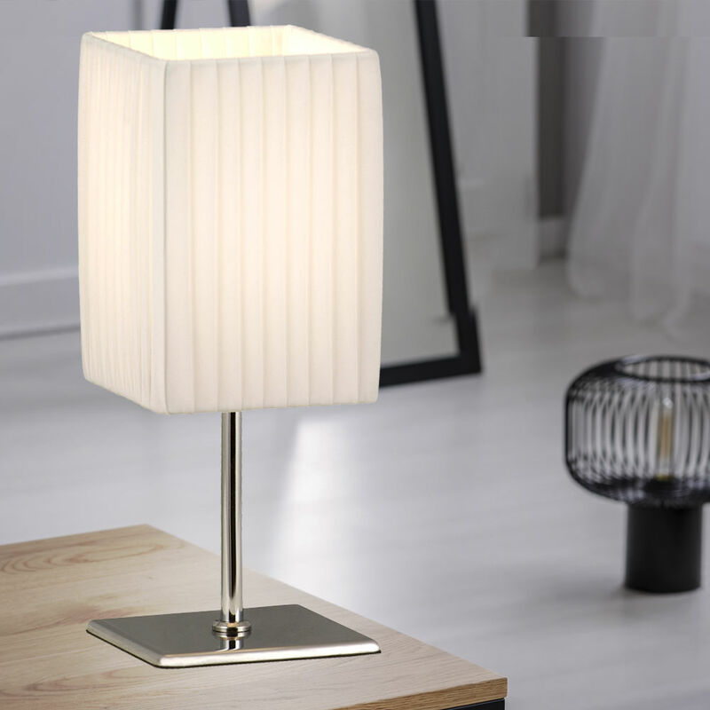 

Lámpara de sobremesa textil iluminación de lectura sala de estar lámpara cromada blanca en un juego que incluye bombillas LED