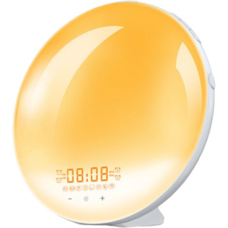 Lámpara despertador inteligente WiFi Tuya, reloj despertador inteligente, 7 colores LED ajustables, lámpara multifuncional para el hogar, dormitorio y sala de estar, compatible con Google Home.