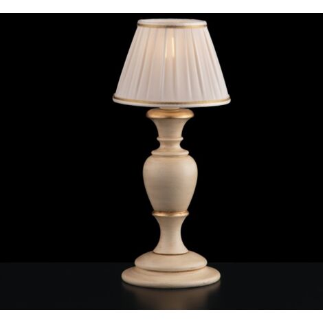 Lámpara en madera y pulpa de madera marfil y pan de oro 1 luz cm 36