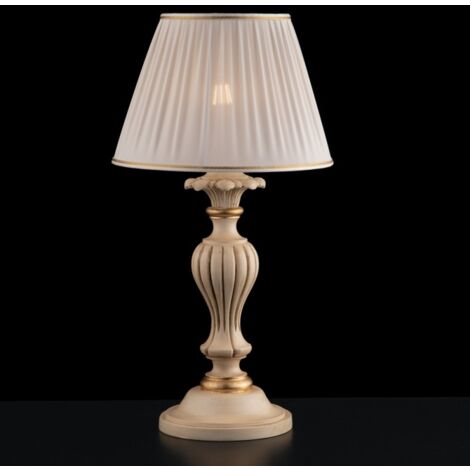 Lámpara en madera y pulpa de madera marfil y pan de oro 1 luz dm.30