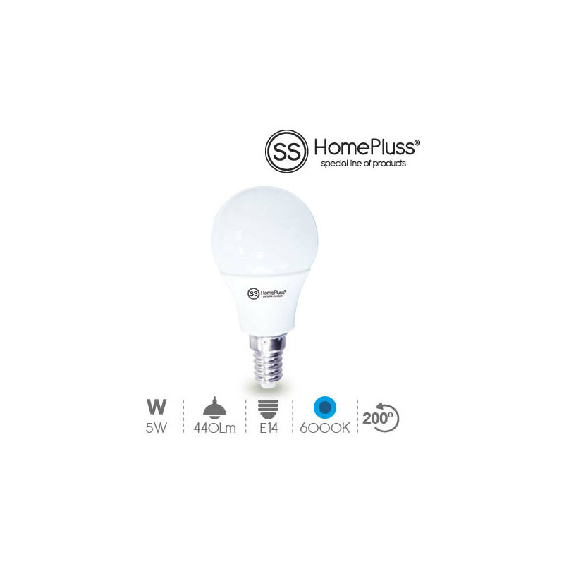 

Homepluss - Lampara esferica 5W E14 6000K - 10u caja exp