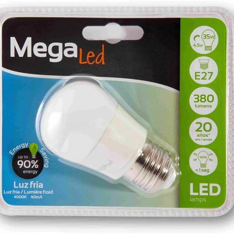 

Lampara Iluminacion Led Esferica Mate E27 4,5W 380Lm 4000K Gig27E-G45-45N - Megaled