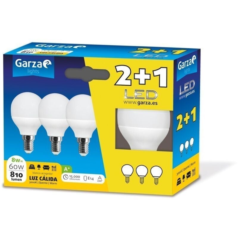

Lampara Esferica Led Garza E14 8W 810Lm 3000K 3 Pz