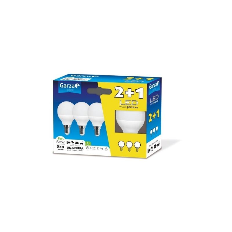 

Lampara Esferica Led Garza E14 8W 810Lm 4000K 3 Pz