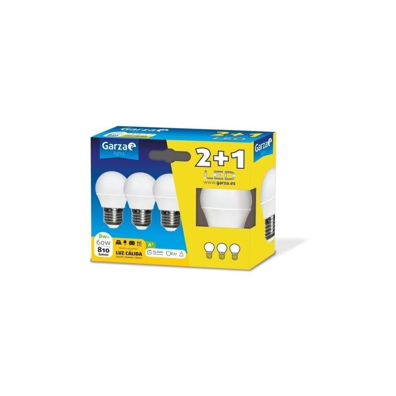 

Lampara Esferica Led Garza E27 8W 810Lm 3000K 3 Pz
