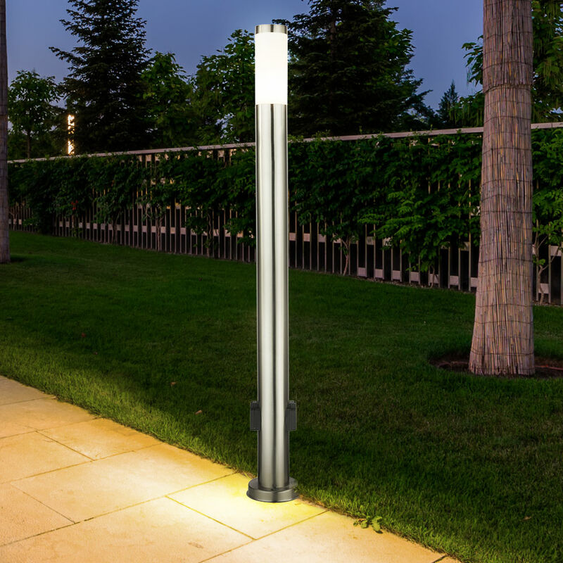 

Lámpara exterior con casquillos Casquillo exterior con luz Casquillo exterior jardín acero inoxidable, 1x LED 9W 810lm 3000K, FxH 7,6x110 cm