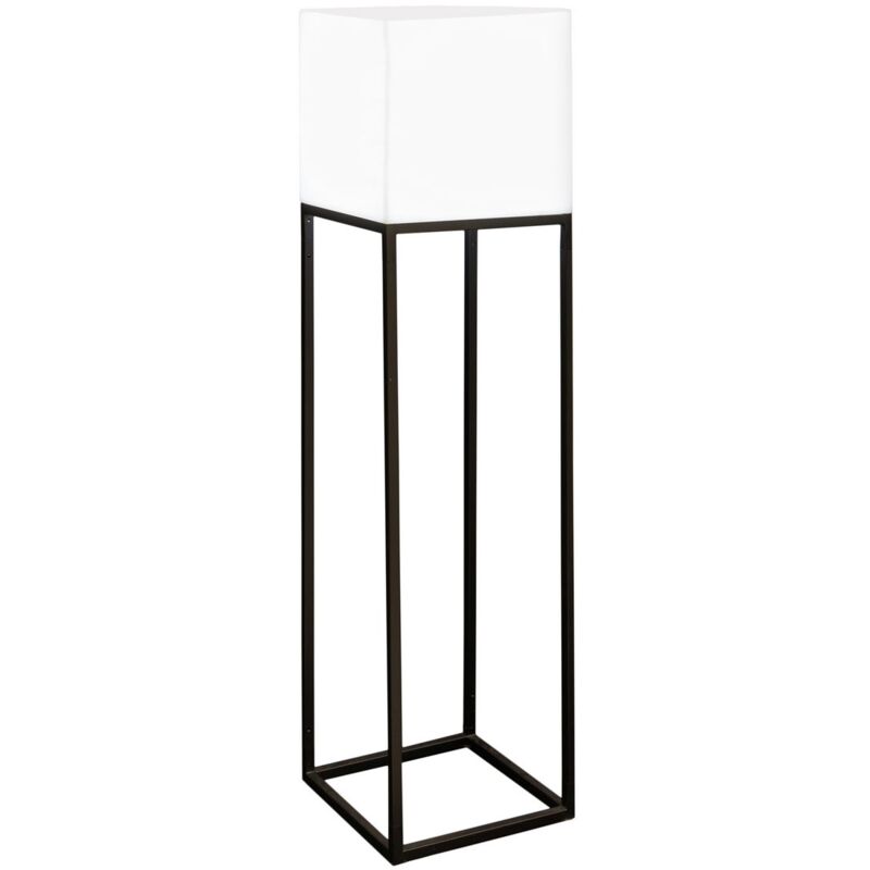 

Lámpara exterior Block con estética de cubo de acero y PE blanca y negra de 38x38x105 cm