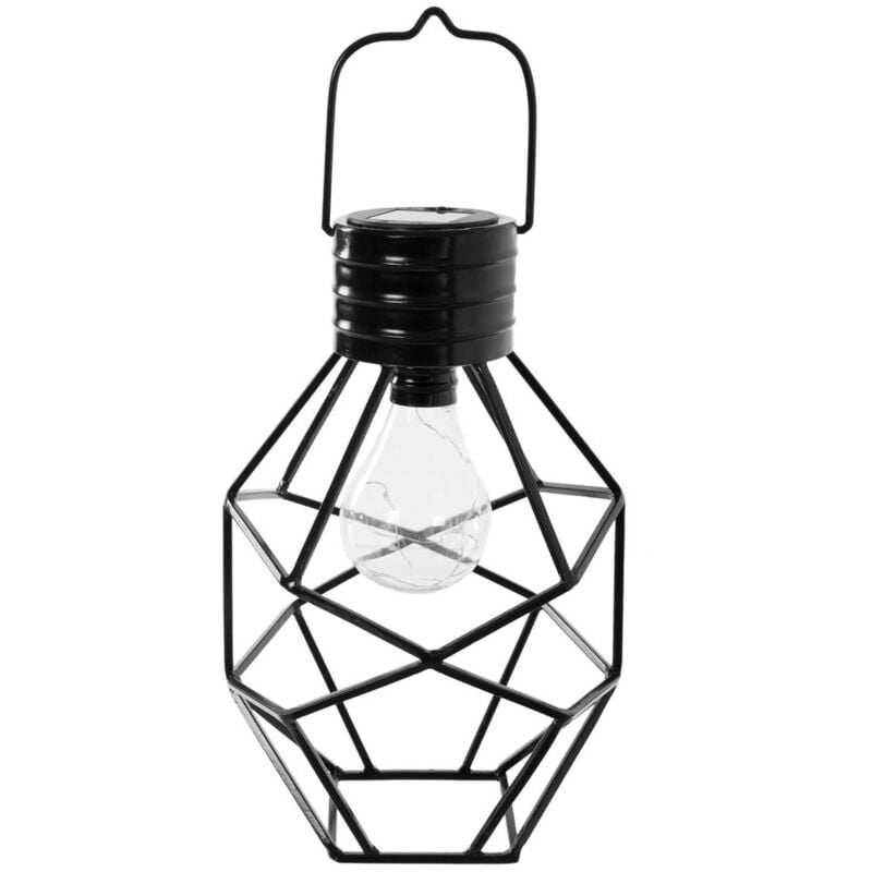 

Lámpara exterior solar de metal industrial negra de 30x17x20 cm