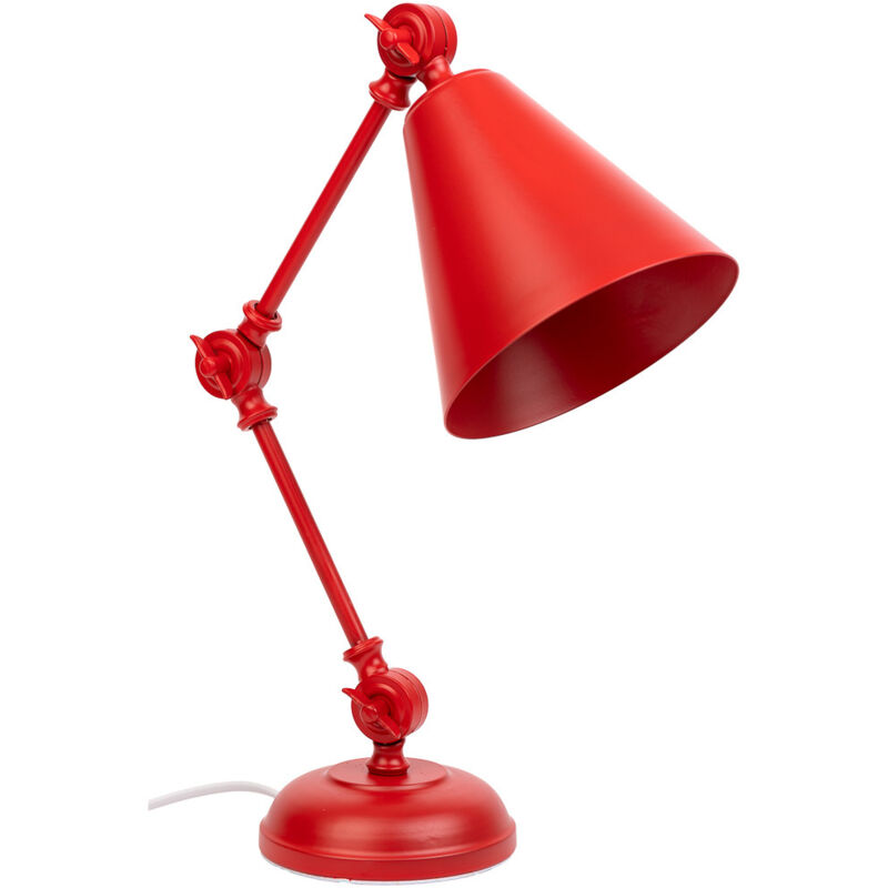Lámpara flexo de mesa de metal roja 24x15x45