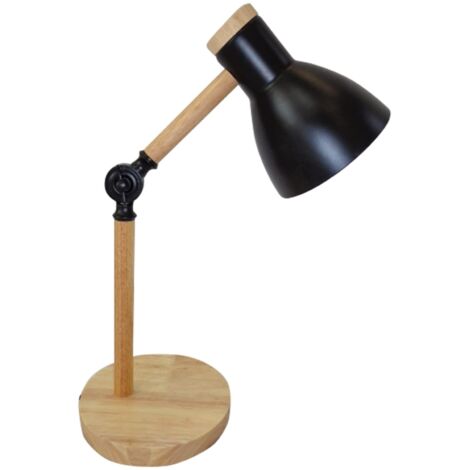 Lámpara Flexo d'Écriture TEACHER - 1xE-27 - Métal et Bois - Idéal pour Bureau et Chambre - Noir - Design Moderne et Élégant, Matériau: Métal (AMPOULE NON INCLUSE) (NOIR)