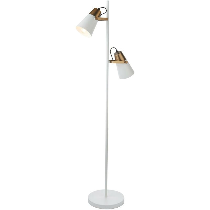 

Endon Lighting - Lámpara de pie Task blanco, pintura de latón envejecido
