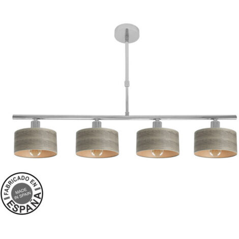Lampara gilda 4xe14 cromo/madera gris retgx76x14 cm