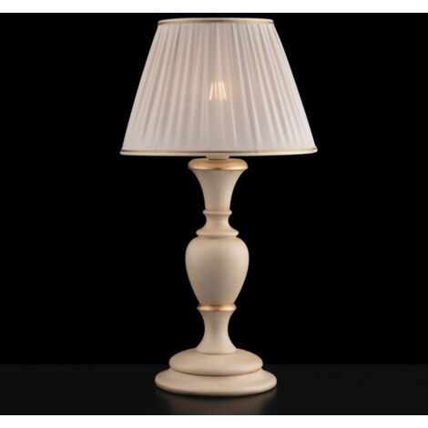 Lámpara grande en madera y pulpa de madera marfil y pan de oro 57 cm